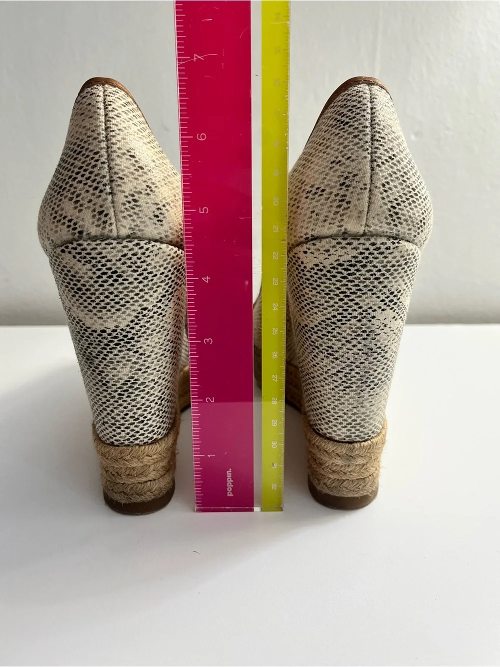 Tory Burch Majorca Snake Print Canvas Espadrille Wedges Size 6.5